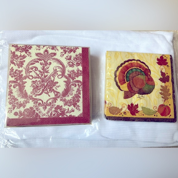 Beverage Napkins - Thanksgiving Holiday/ Musical Toile - Picture 1 of 3